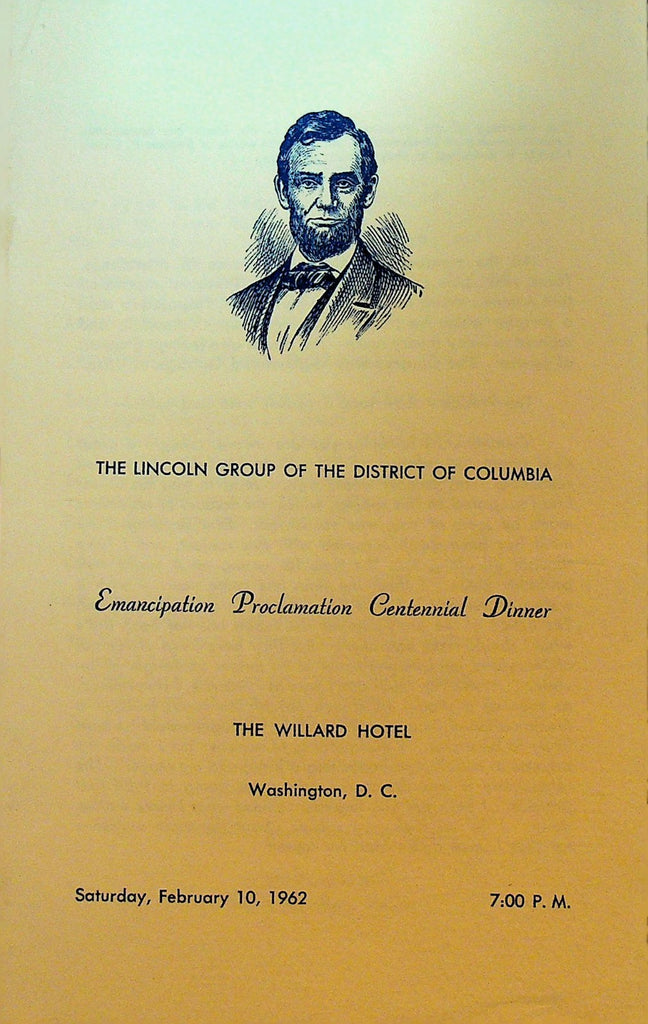 Abraham Lincoln Group of DC Emancipation Proclamation Dinner Program 19620