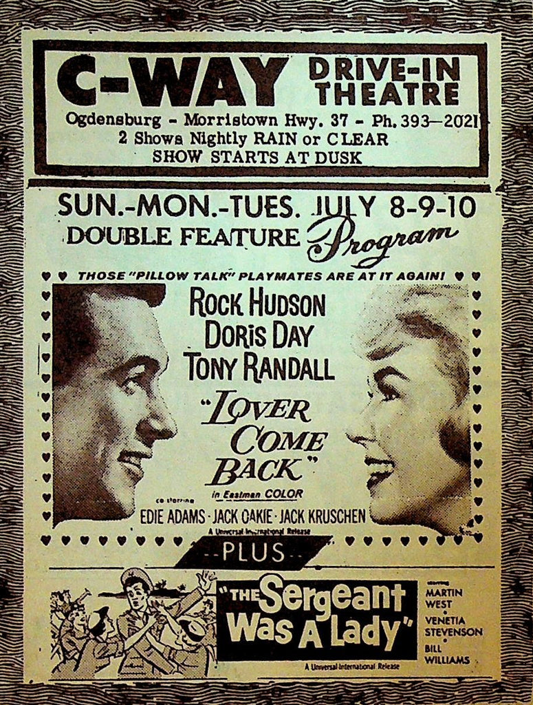 C-Way Drive In Theatre Movie Herald Ogdensburg NY 1962 Ben Hur Abbott & Costello0