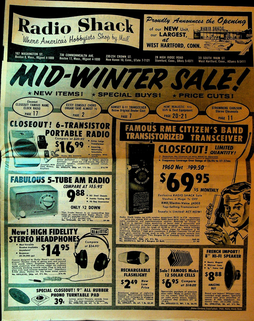 Radio Shack January 1961 Circular Catalog CB Headphones Radio Speaker Amp0
