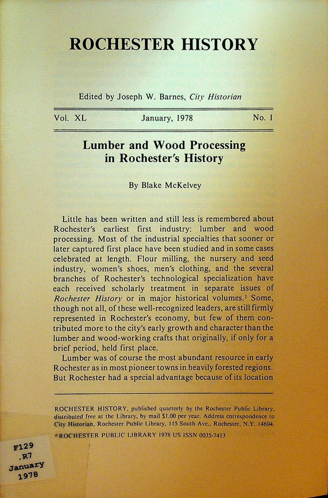 Rochester History NY January 1978 Lumber & Wood Processing0