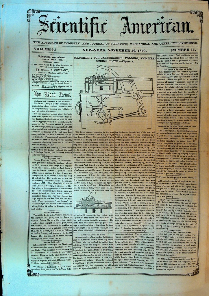 Scientific American November 30 1850 Railroad Telegraph Paine Electric Light0