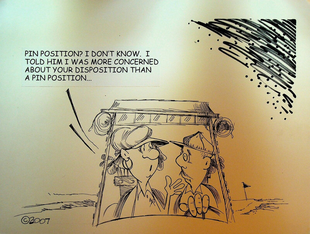 Bill Landis Original Cartoon Art The Villages Daily Sun 2007 Golf Pin Position