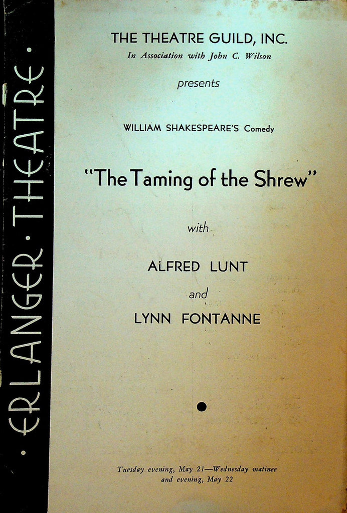 The Taming of the Shrew Playbill May 21 1935 Alfred Lunt Lynn Fontanne0