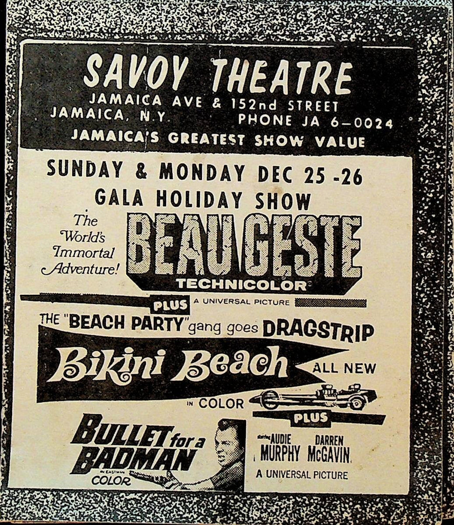 Savoy Theatre Jamaica NY 1966 Ad Herald Bikini Beach Monster From Green Hell0