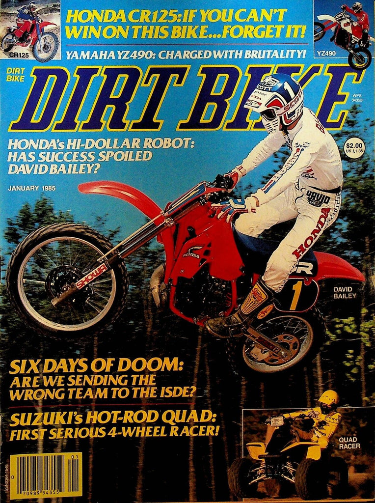 Dirt Bike Magazine January 1985 David Bailey Jeff Fredette Mark Barnett