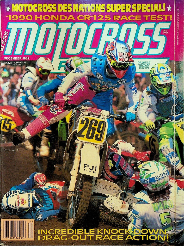 Motocross Action Magazine December 1989 Steve Lamson Trampas Parker Honda CR125