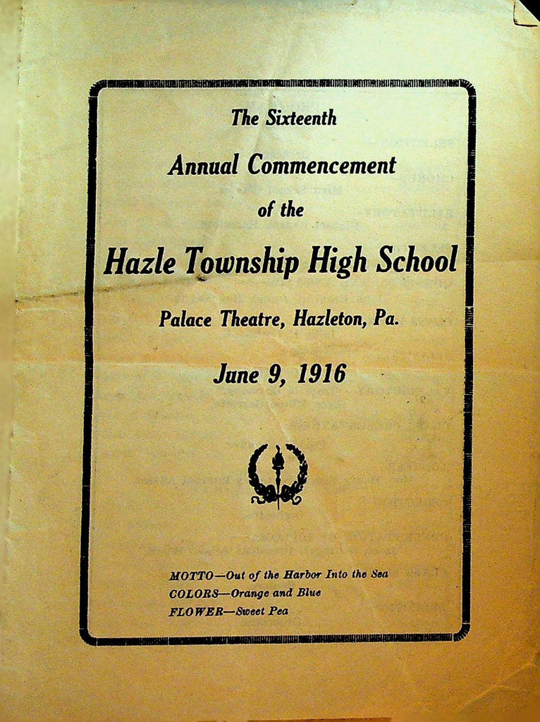 Hazle Township High School Commencement Program 1916 Pennsylvania0