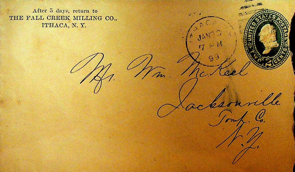 The Fall Creek Milling Co Ithaca NY Cover 1899 to Jacksonville NY0