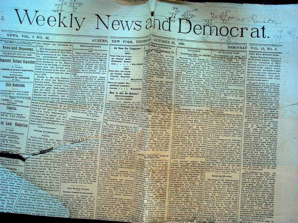 Weekly News & Democrat Auburn NY October 28 1880 Jackson Murder in Colorado