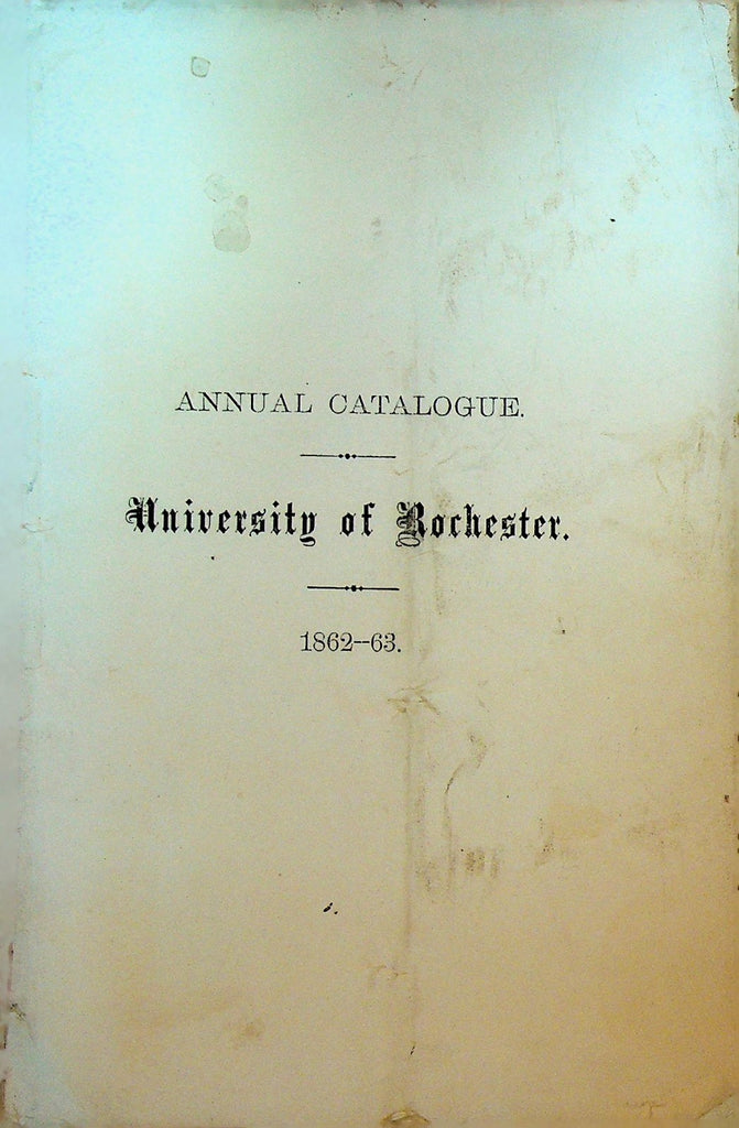 University of Rochester NY Annual Catalogue 18620