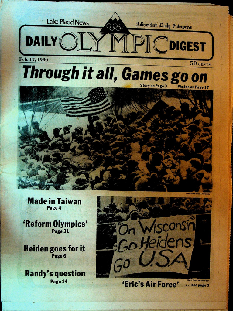 Lake Placid News Daily Olympic Digest February 17 1980 Sonja Henie Eric Heiden0