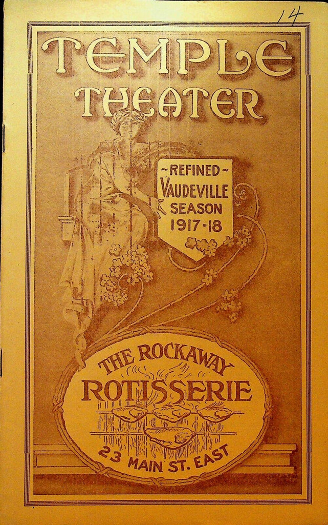 Temple Theater Vaudeville Program 1917 Juno Salmo Renee Florigny Ralph Herz
