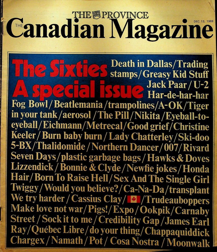 The Province Canadian Magazine December 13 1969 Bob Dylan Marilyn Monroe JFK0