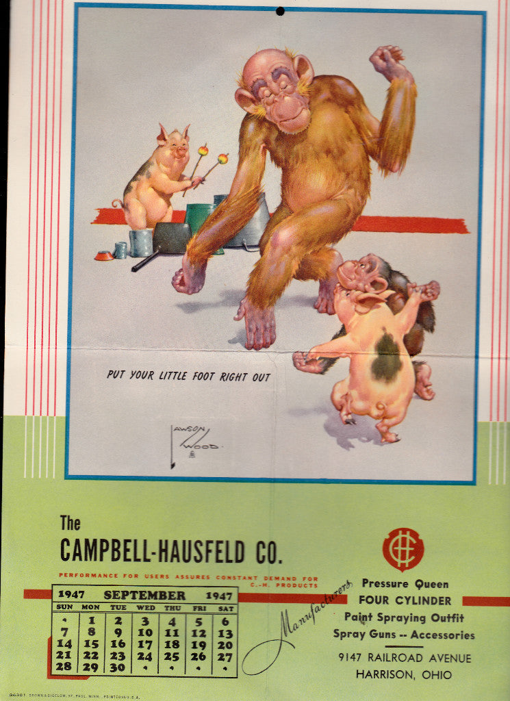 LAWSON  WOOD Monkey September 1947 Campbell-Hausfield Co calendar page- 0