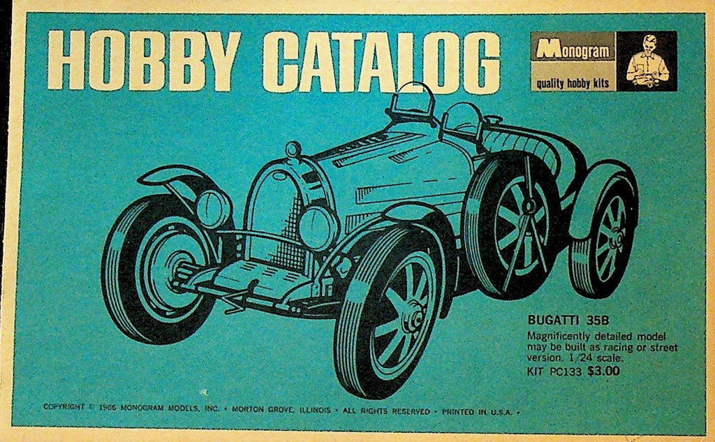 Monogram Hobby Catalog Brochure 1966 Bugatti Airplanes Dragsters0