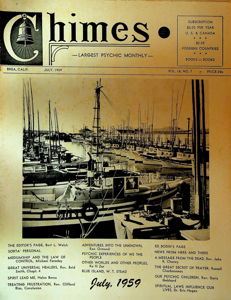 Chimes Magazine Psychic July 1959 Michael Faraday Helen Bercu John Chaney
