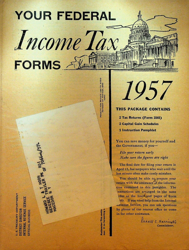 Federal Income Tax Forms Booklet 1957 1040