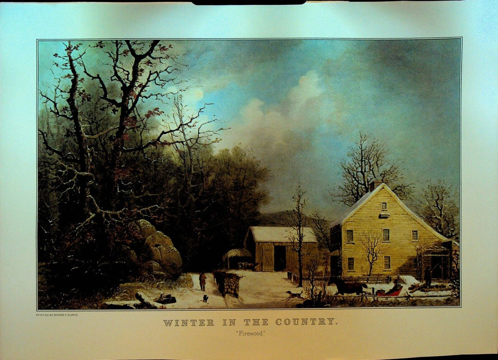 Currier & Ives Calendar Topper 1966 Winter in the Country Firewood