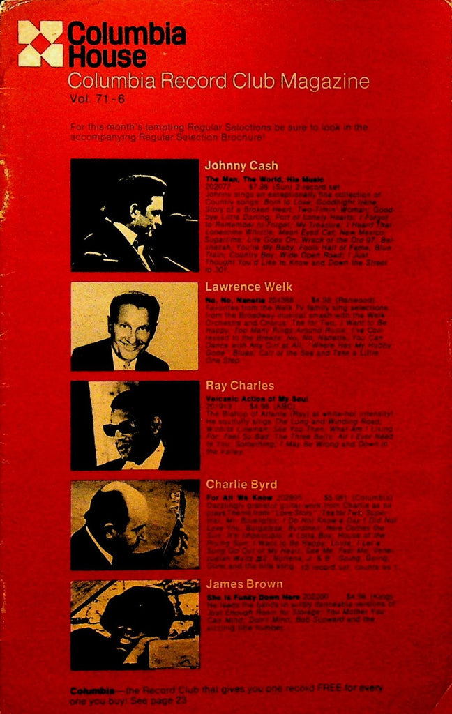 Columbia House Record Club Magazine 1971 71-6 Johnny Cash James Brown0