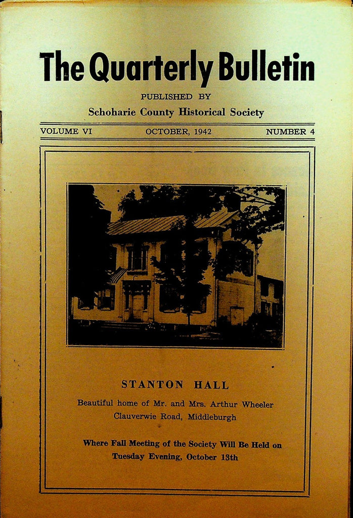 Schoharie County Historical Society Bulletin NY October 1942 Stanton Hall0
