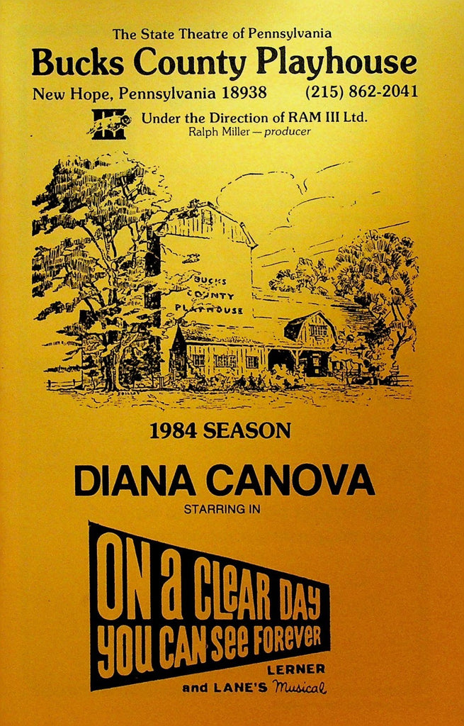 On a Clear Day You Can See Forever Playbill 1984 Diana Canova Bucks County0