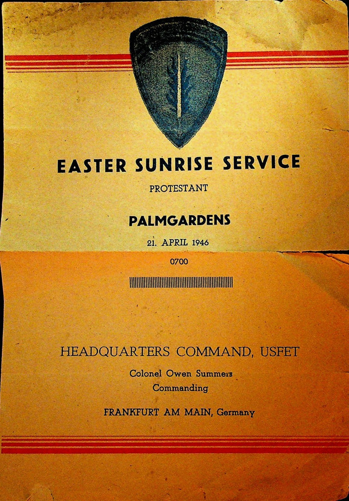 USFET Headquarters Command Easter Sunrise Service Program 19460