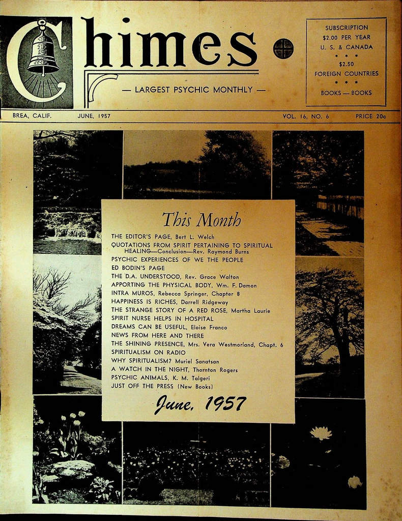 Chimes Magazine Psychic June 1957 Vera Westmoreland Eloise Franco Bert Welch