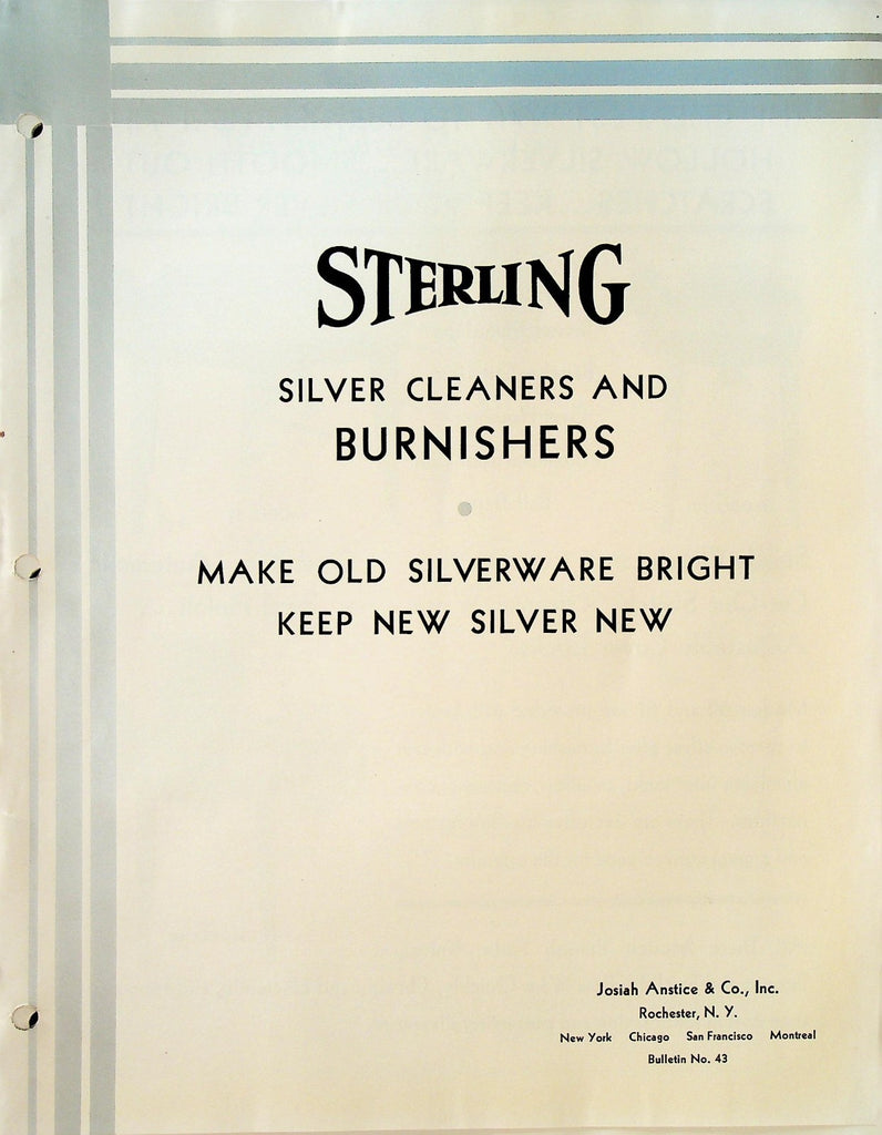 Sterling Silver Cleaners Burnishers Brochure 1930s Josiah Anstice Rochester NY0