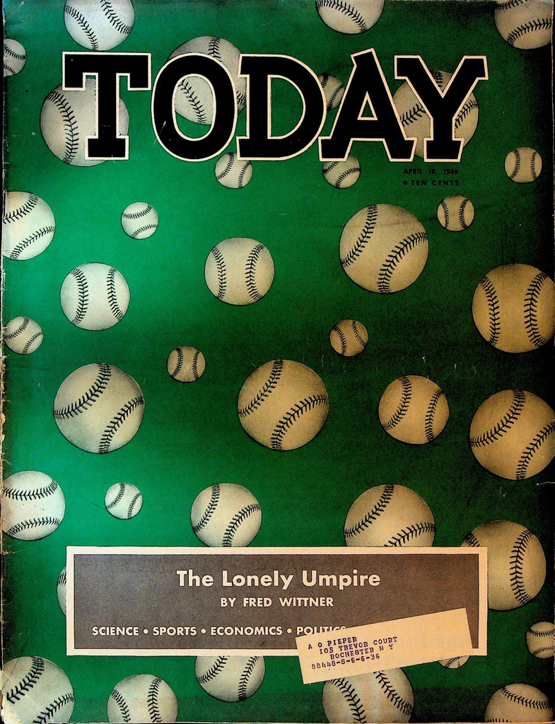 Today Magazine April 18 1936 Baseball Umpire Leopold Stokowski0