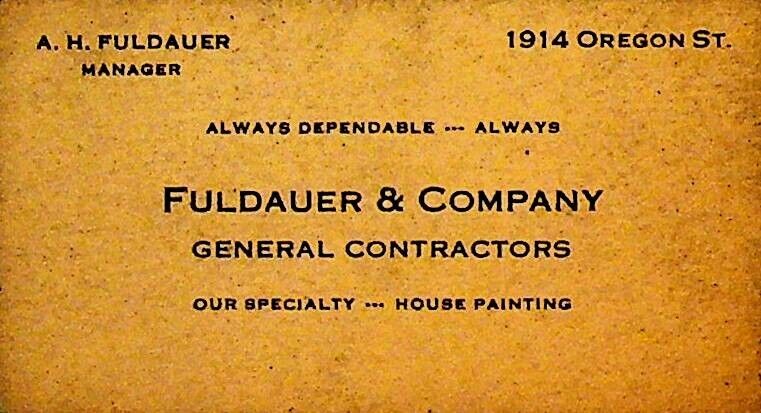 Fuldauer & Co General Contractors Business Card 1930s Cleveland Ohio