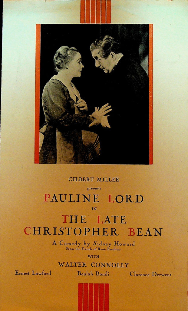 The Late Christopher Bean Ad Brochure 1930s Pauline Lord Walter Connolly0