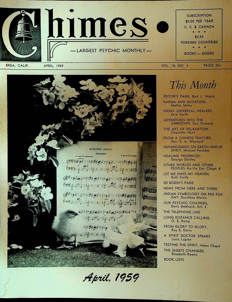 Chimes Magazine Psychic April 1959 George Daisley Ron Ormond Michael Faraday