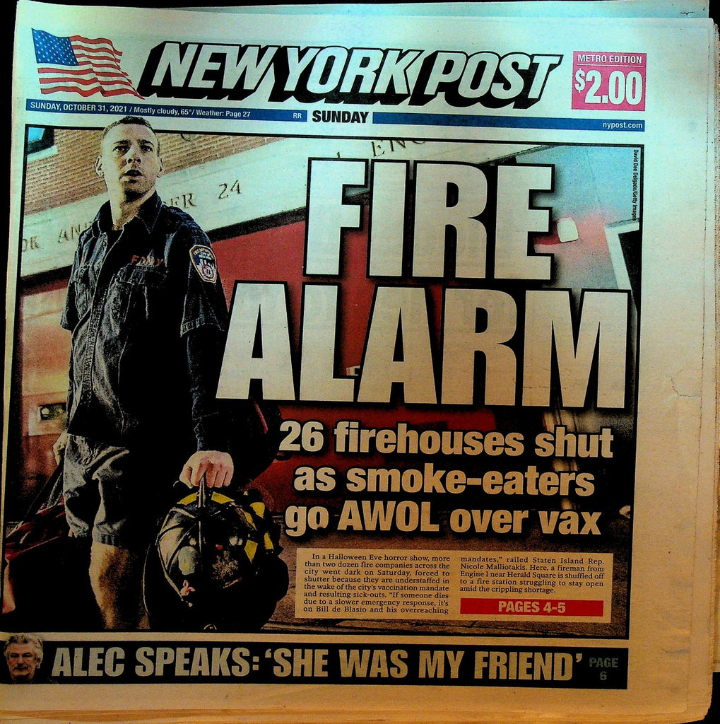 New York Post October 31 2021 Alec Baldwin Joe Burrow Mike White NY Jets0