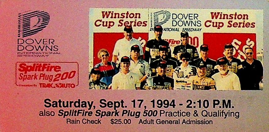 Splitfire Spark Plug 200 Winston Cup Ticket September 19940