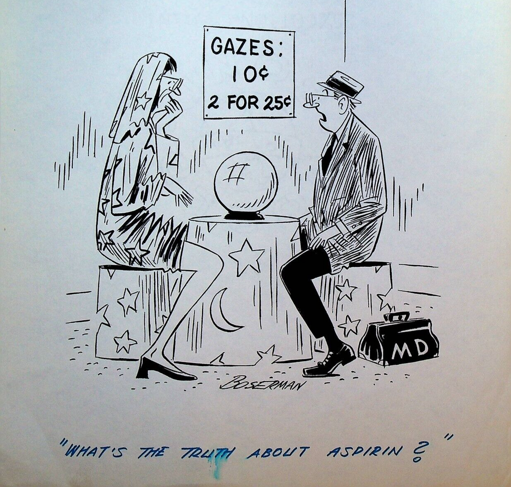 Fortune Telling Crystal Ball Aspirin Doctor Cartoon Gag William Boserman0