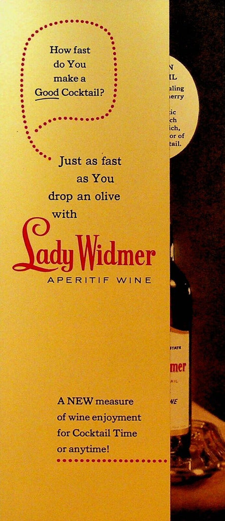 Lady Widmer Aperitif Wine Naples NY Brochure 1940s