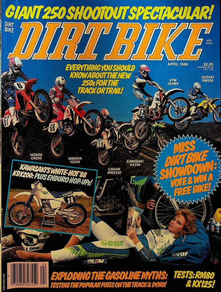 Dirt Bike Magazine April 1988 Ron Shuler Suzuki RM80 Kawasaki KDX200