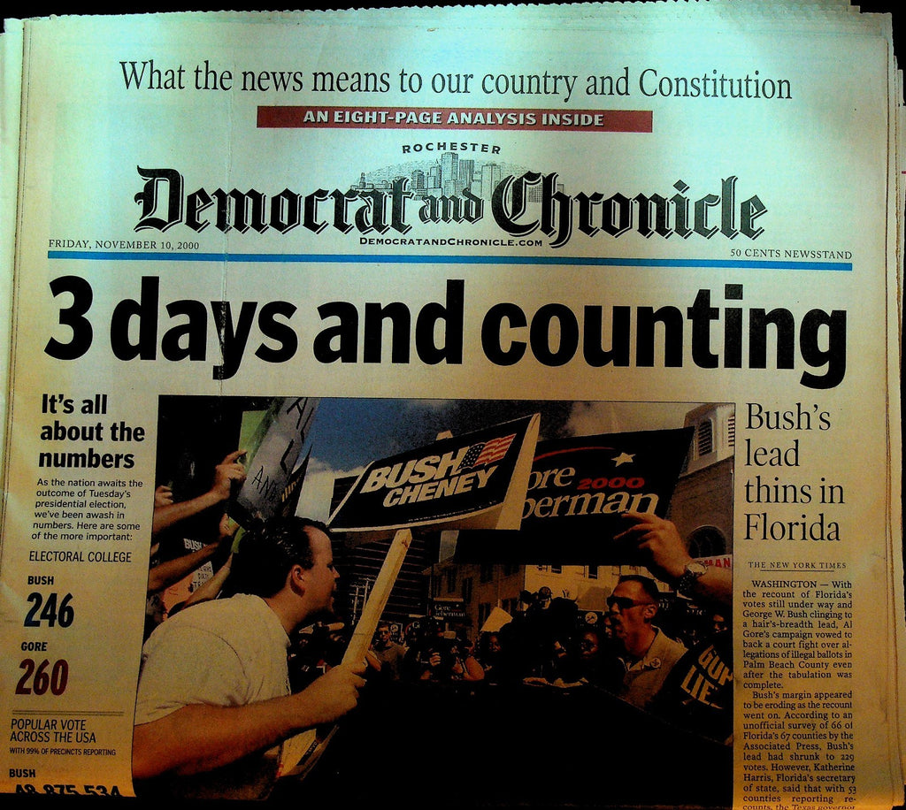Rochester Democrat & Chronicle November 10 2000 George Bush Al Gore Election0