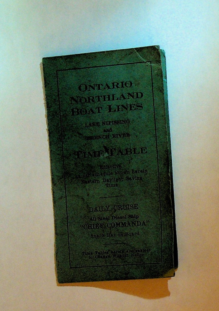 Ontario Northland Boat Lines Time Table 1949 Lake Nipissing French River0