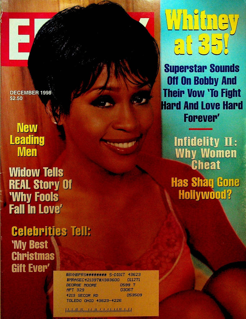 Ebony Magazine December 1998 Whitney Houston Shaquille O'Neal Star Jones0