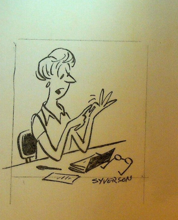 Henry S Syverson Original Art Woman Filing Nails