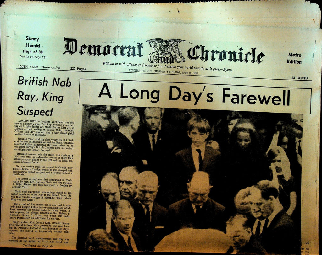 Rochester Democrat & Chronicle June 9 1968 Robert Kennedy Funeral0