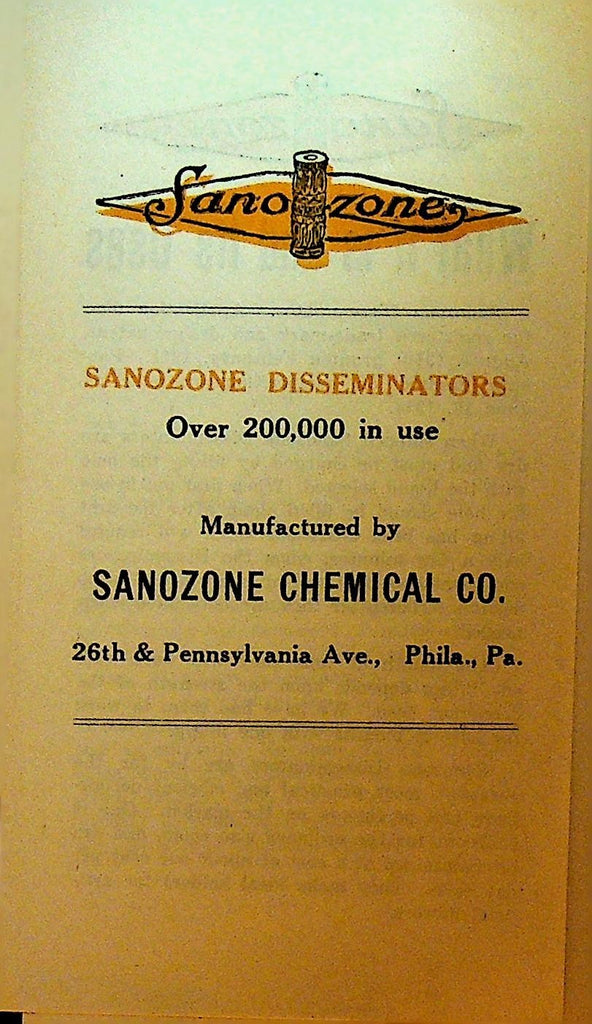Sanozone Chemical Co Brochure 1920s Philadelphia0