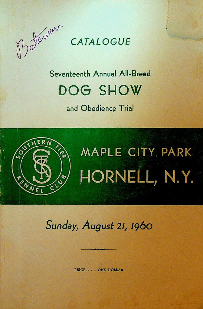 Southern Tier Kennel Club Dog Show & Obedience Trial Catalogue 1960 Hornell NY0