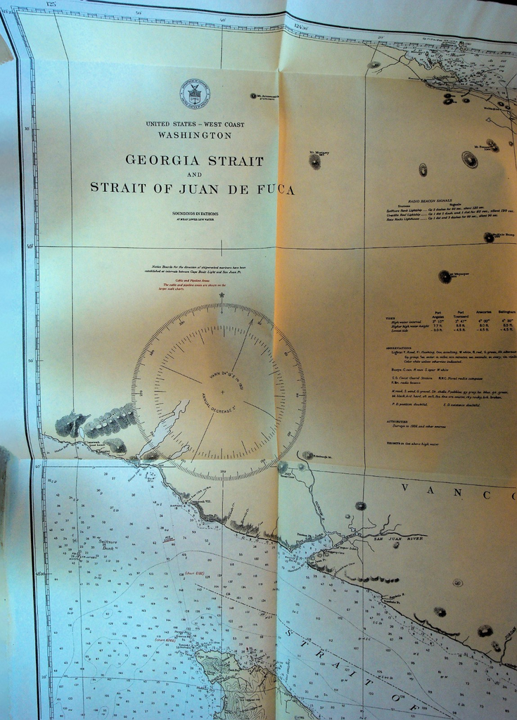 United States State of Washington Georgia Strait Map 19370