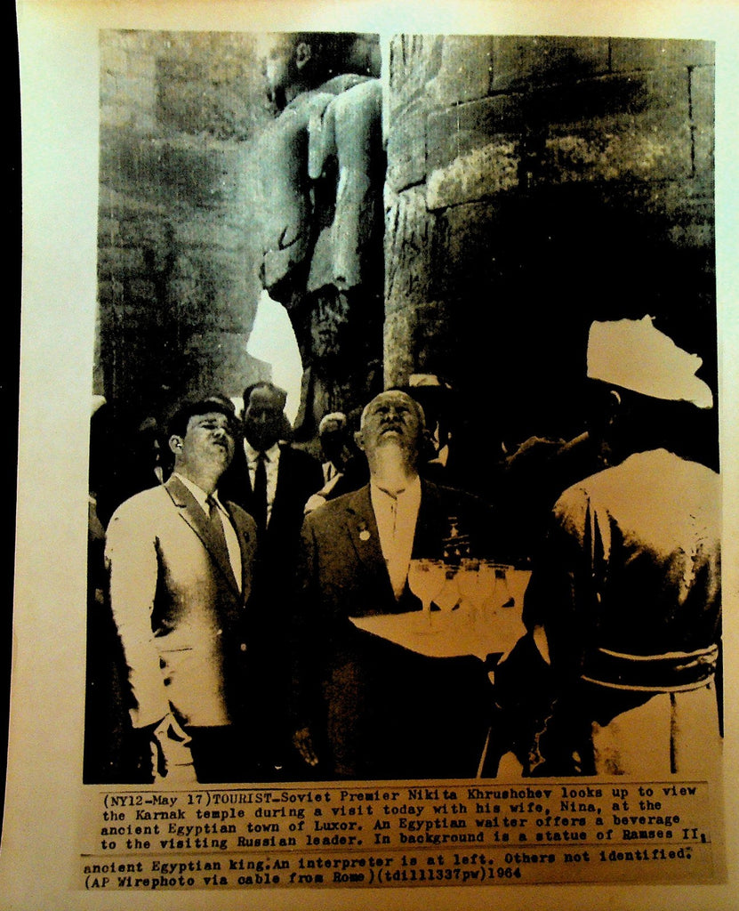 Nikita Khrushchev Wire Photo 1964 Karnak Temple Egypt Trip Luxor0
