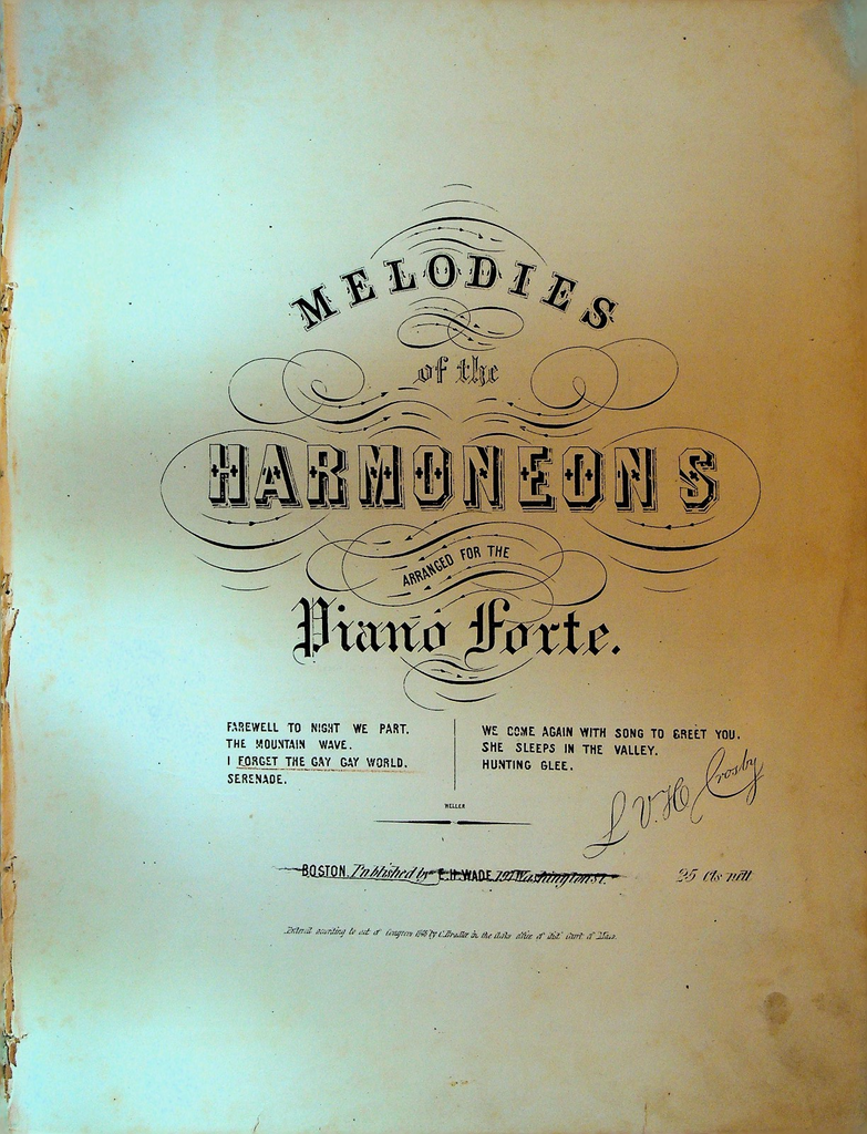 I Forget the Gay World Sheet Music Melodies of the Harmoneons 18460