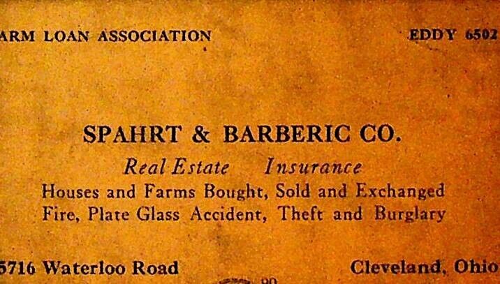 Spahrt & Barberic Real Estate Insurance Business Card 1930s Cleveland Ohio