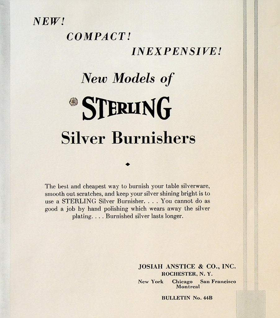 Sterling Silver Burnishers Brochure 1930s Josiah Anstice & Co Rochester NY0