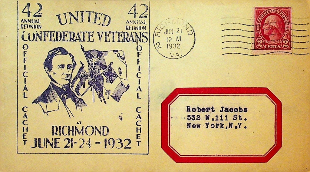 United Confederate Veterans Cover Richmond Va 1932 42nd Reunion0